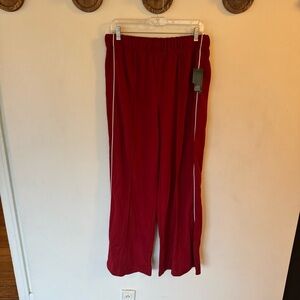 Wild Fable red high rise side stripe wide leg track pants size large NEW!